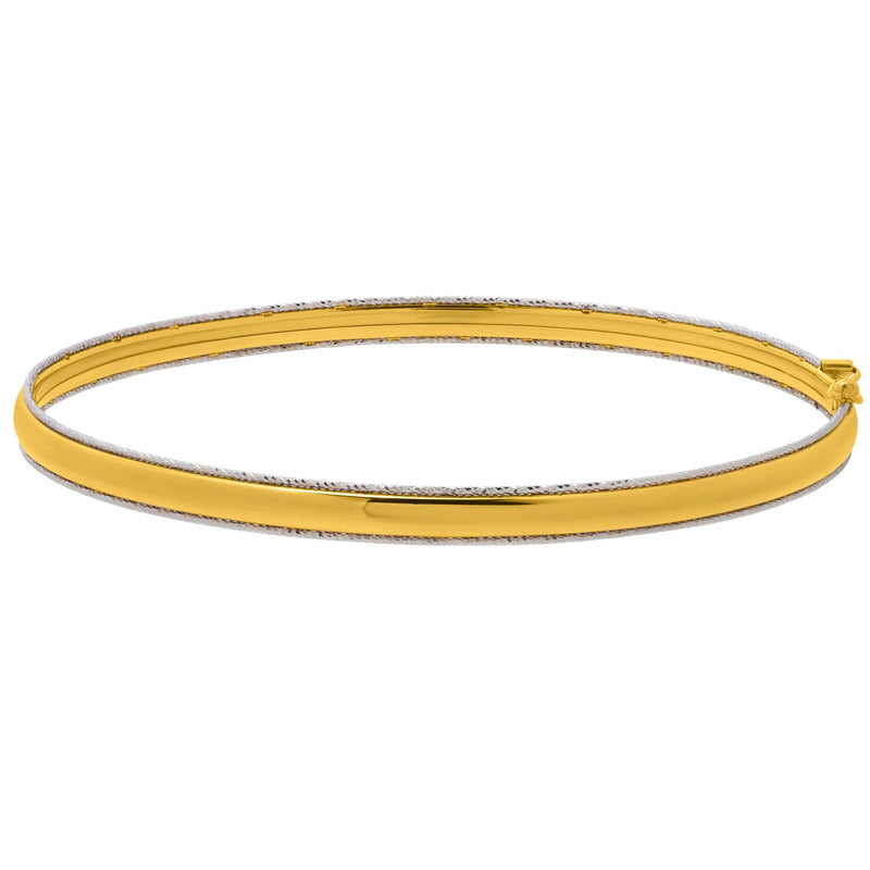 Two Tone Minimalist Bangle in 14K Yellow Gold (4.10 mm)