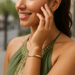 Two Tone Minimalist Bangle in 14K Yellow Gold (4.10 mm)