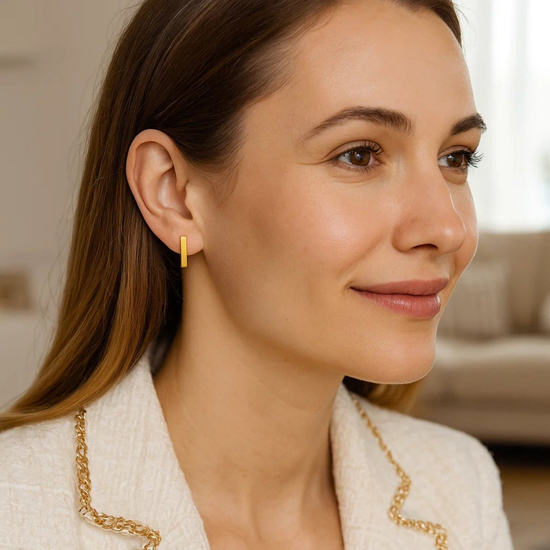 Bar Post Earrings in 14k Yellow Gold