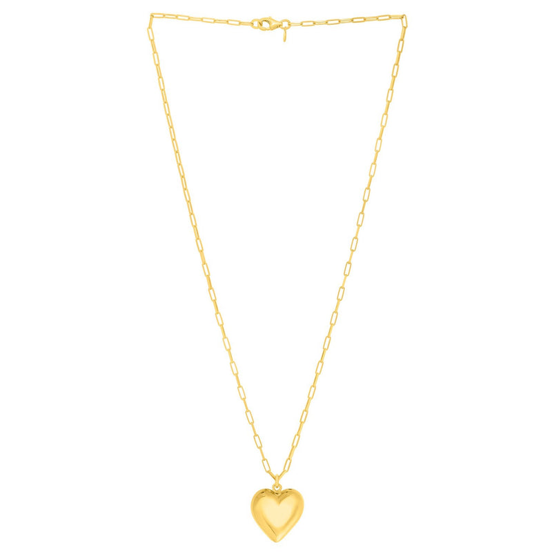 Sterling Silver Gold Plated Puffed Heart Pendant
