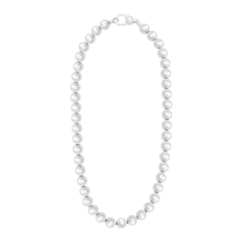 Sterling Silver Rhodium Plated Bold Bead Necklace