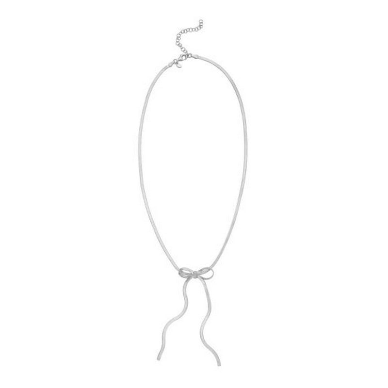 Sterling Silver Rhodium Plated Snake Bow Necklace