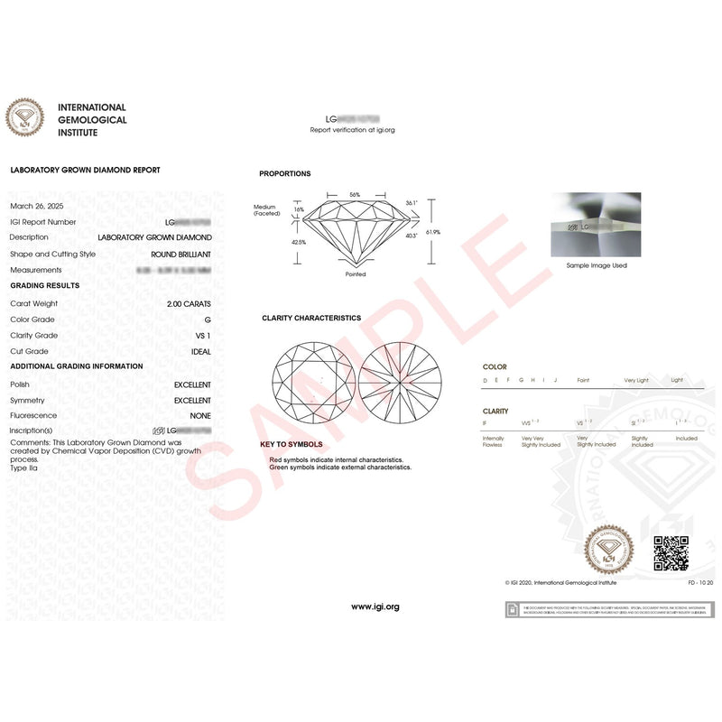 2 Carat Round Lab Grown IGI G/VS1 Diamond Solitaire Ring in Sterling Silver