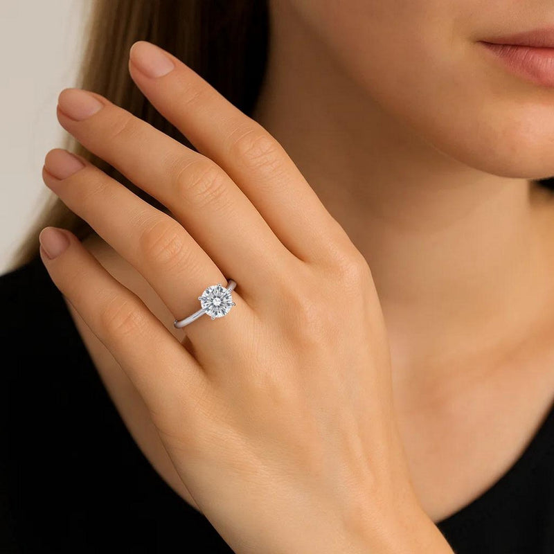 2 Carat Round Lab Grown IGI G/VS1 Diamond Solitaire Ring in Sterling Silver