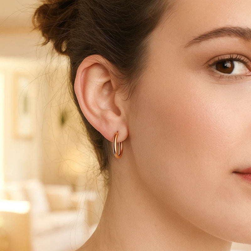 Classic Hoop Earrings in 14K Rose Gold (2x20 mm)