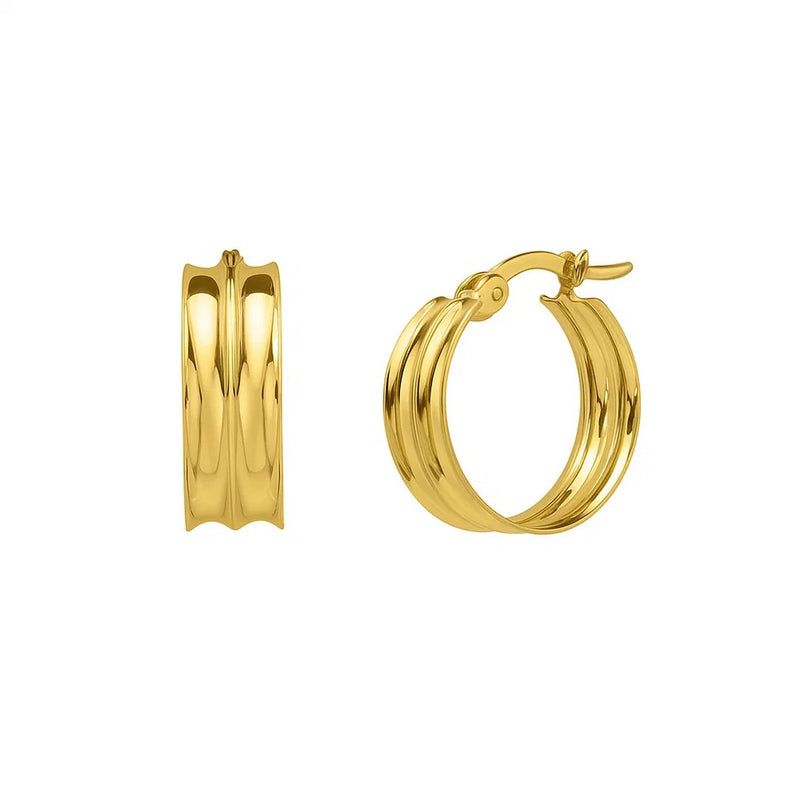 Medium Concave Hoop Earrings in 14K Yellow Gold