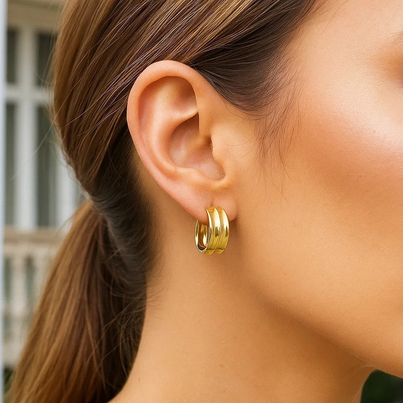 Medium Concave Hoop Earrings in 14K Yellow Gold