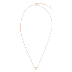 14k Rose Gold 17 inch Necklace with Round White Topaz