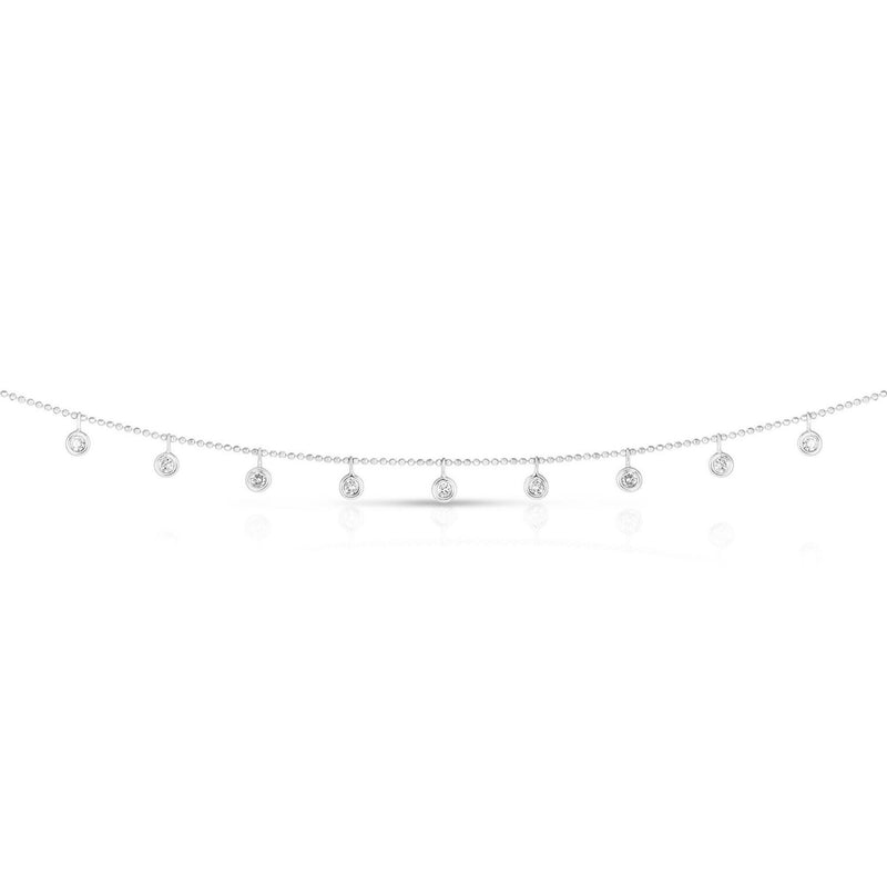 14k White Gold Necklace with Round Diamond Charms