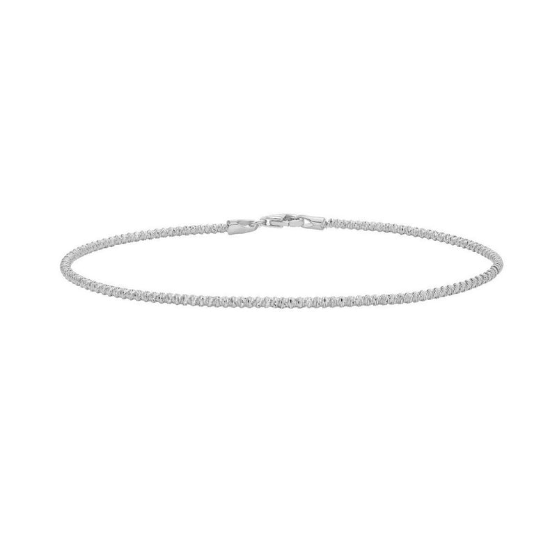 14K White Gold Diamond Cut Sparkle Spring Bracelet (1.70 mm)