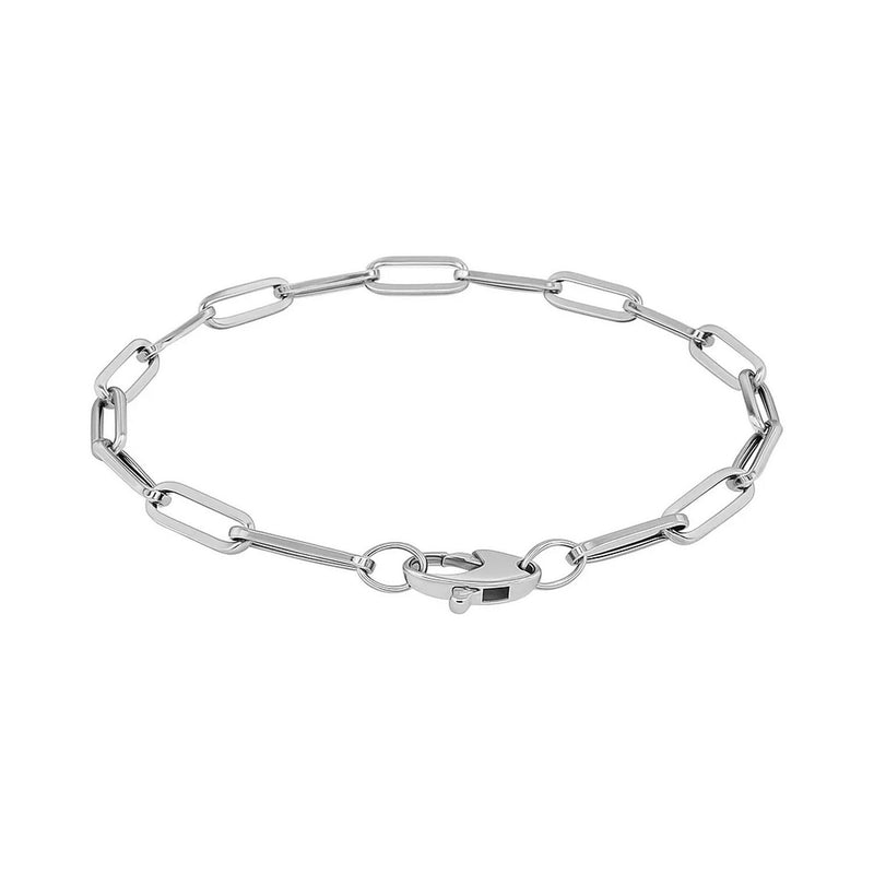 14K White Gold Bold Paperclip Chain Bracelet (4.20 mm)