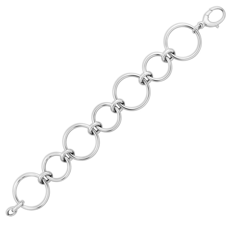 Sterling Silver Rhodium Plated Round Link Necklace