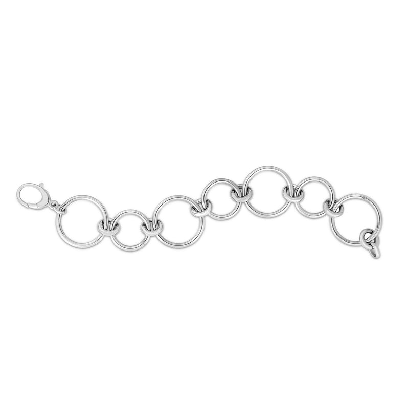 Sterling Silver Rhodium Plated Round Link Necklace