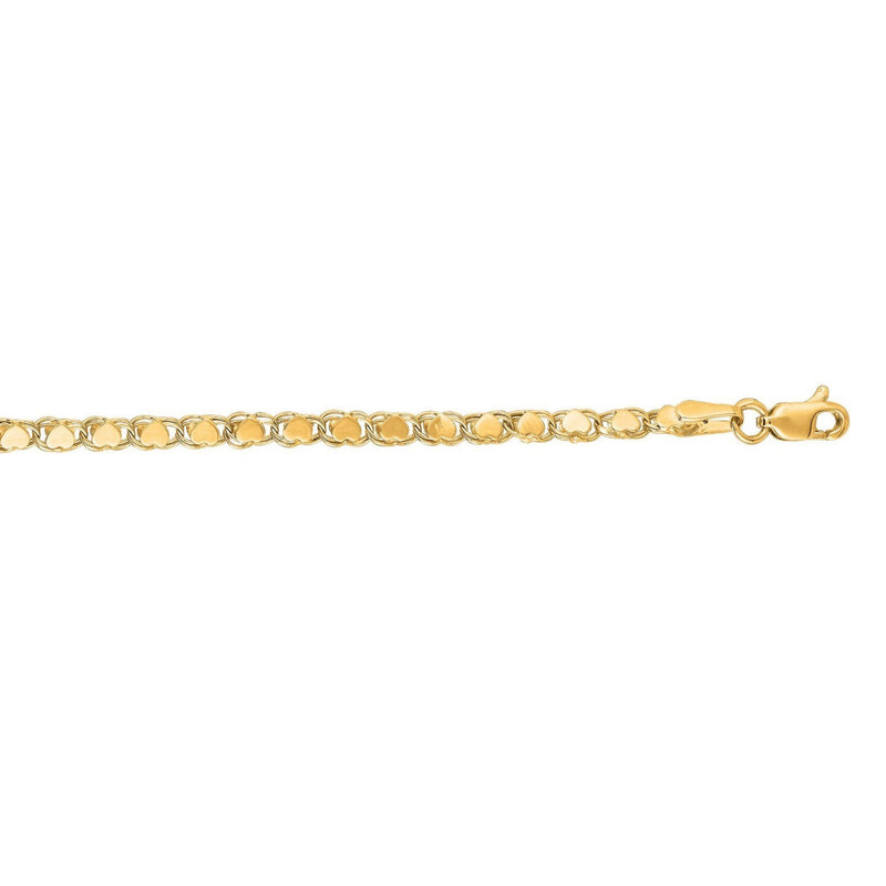 2.9mm 14k Yellow Gold Heart Anklet