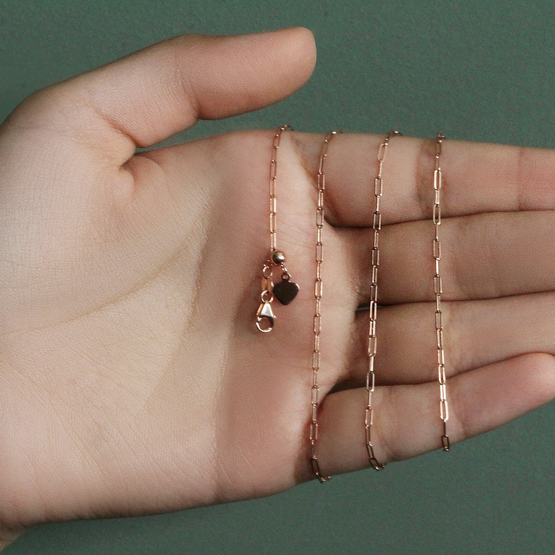 14k Rose Gold Adjustable Paperclip Chain (1.50 mm)