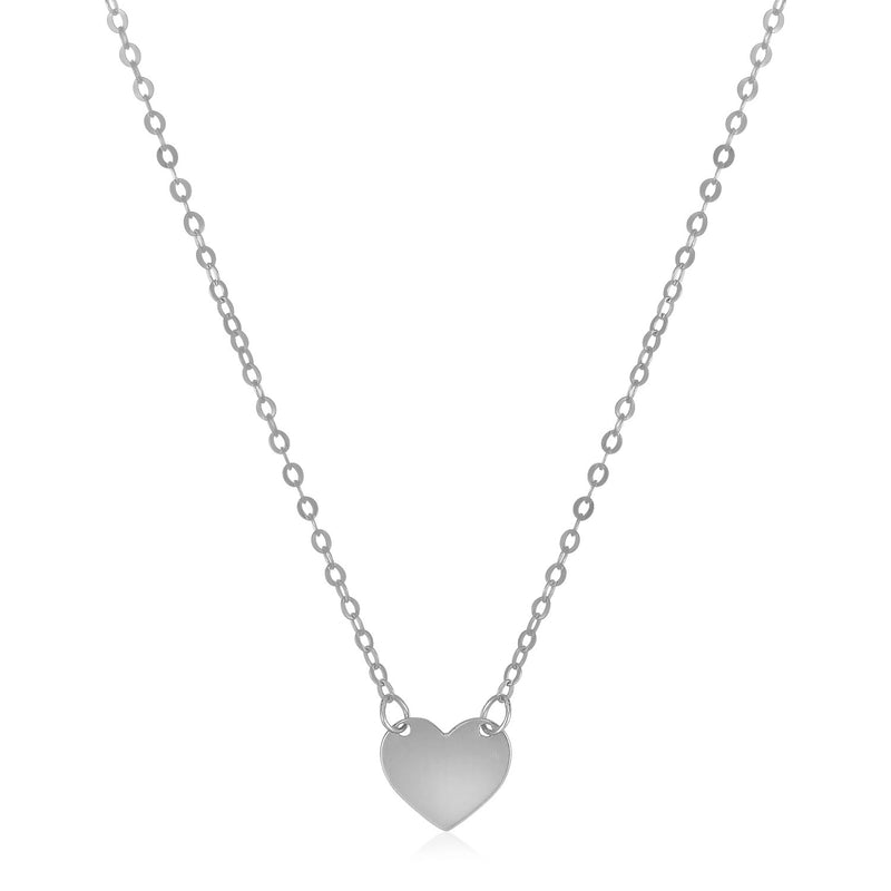 14k White Gold Polished Mini Heart Necklace