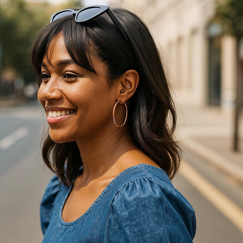 Classic Hoop Earrings in 14K Rose Gold (2x55 mm)