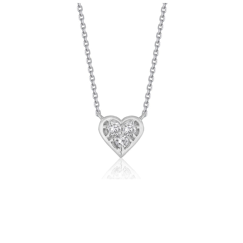 Diamond Heart Design Pendant in 14k White Gold