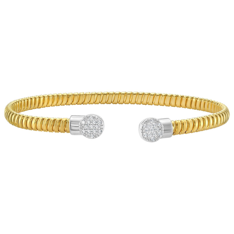 14K Yellow Gold Round End Tubogas Cuff Bangle (3.90 mm)
