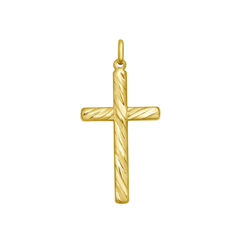 14K Yellow Gold Swirl Cross Pendant