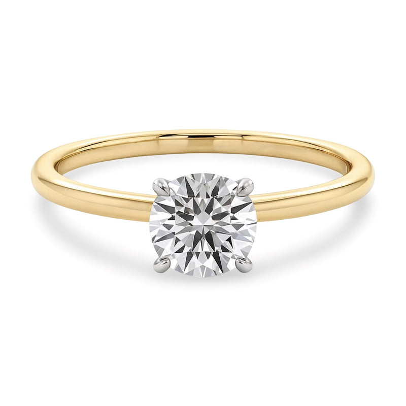 3/4 Carat Round Lab Grown IGI G/VS1 Diamond Solitaire Ring in 14K Yellow Gold