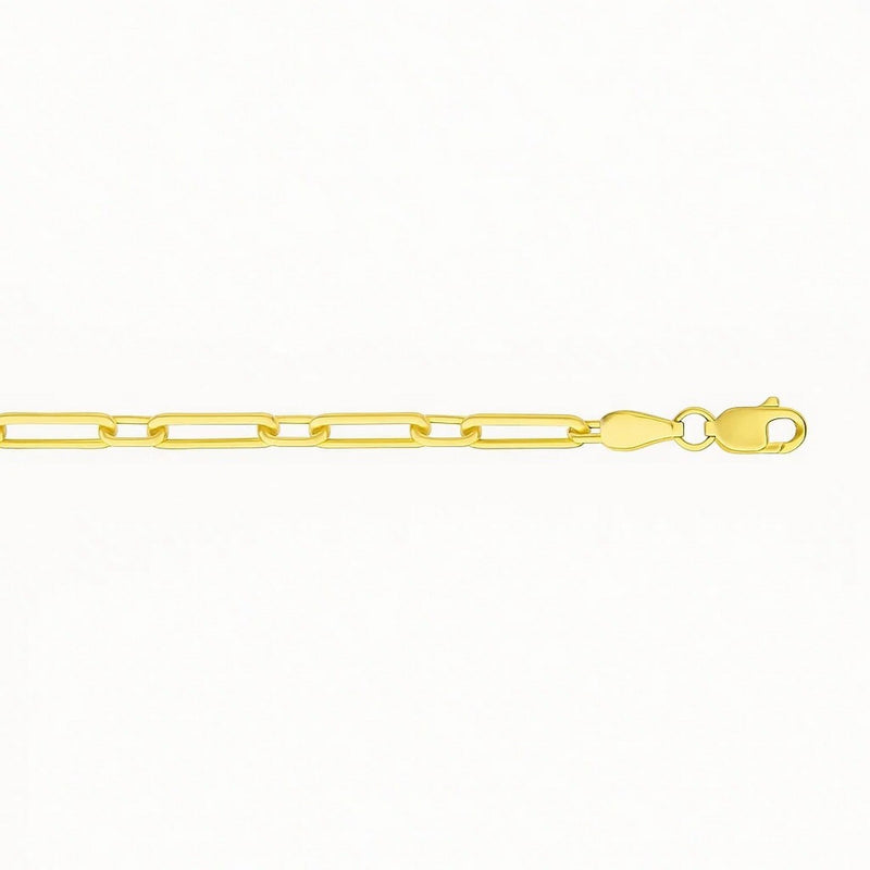 14k Yellow Gold Alternating Paperclip Anklet (2.8mm)