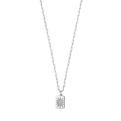 Sterling Silver Rhodium Plated Cubic Zirconia Starburst Locket Necklace