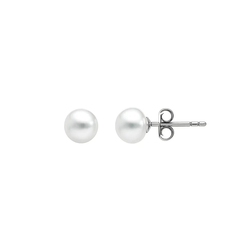 White Freshwater Cultured Pearl Stud Earrings in 14K White Gold (4.00 mm)