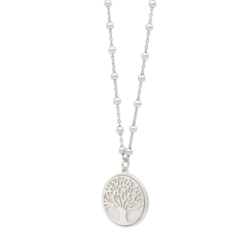 Sterling Silver Rhodium Plated Tree of Life Pendant Necklace