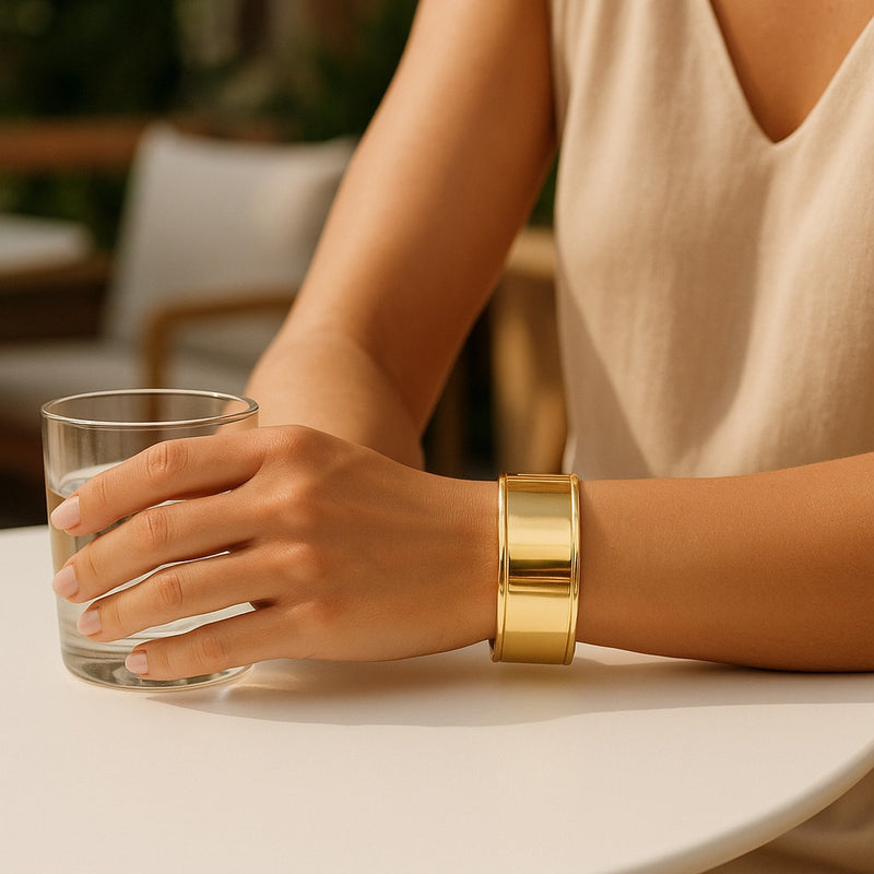 Designer Classic Cuff Bangle in 14K Yellow Gold (20.40 mm)