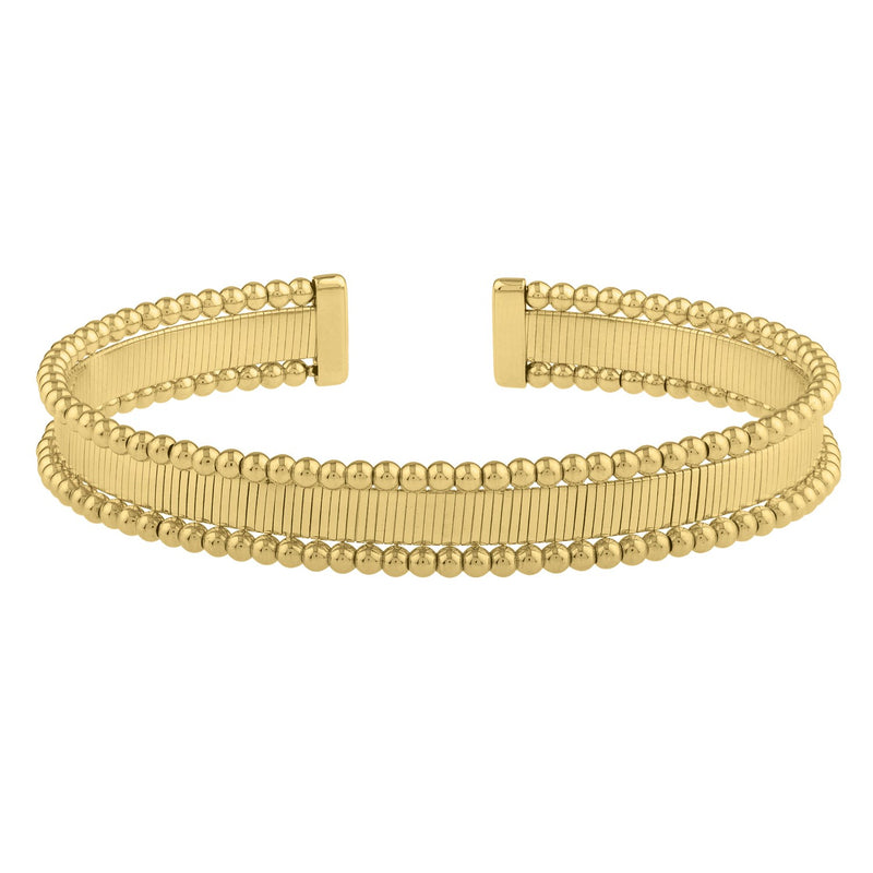 Smooth Surface Pallina Cuff Bangle in 14K Yellow Gold (9.00 mm)