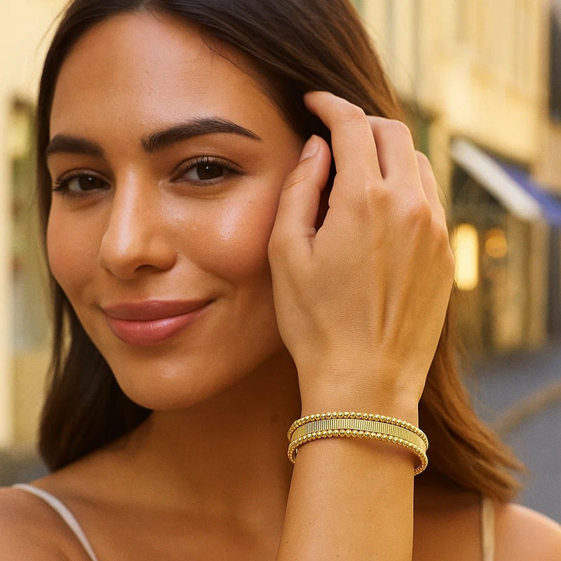 Smooth Surface Pallina Cuff Bangle in 14K Yellow Gold (9.00 mm)