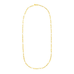 14k Yellow Gold Paperclip Chain and Pearl Necklace