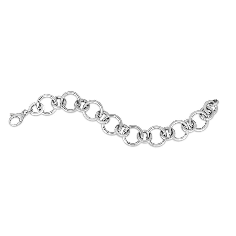Sterling Silver Rhodium Plated Round Link Necklace