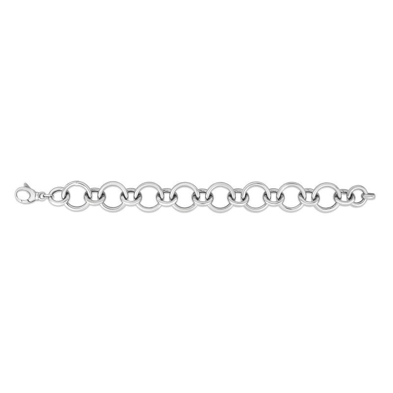 Sterling Silver Rhodium Plated Round Link Necklace