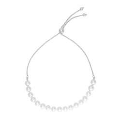 14k White Gold Adjustable Friendship Bracelet with Pearls (5.00 mm)