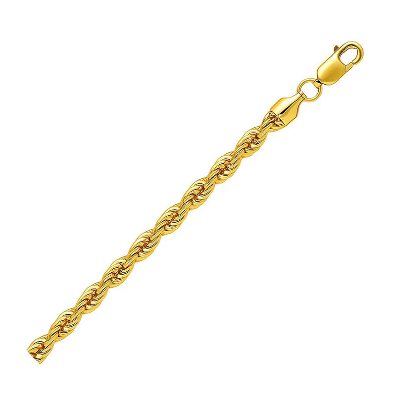 Sterling Silver Yellow Gold Plated Diamond Cut Royal Rope Chain (4.40 mm)