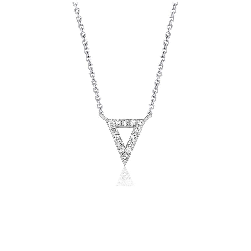 Diamond Inverted Triangle Pendant in 14k White Gold