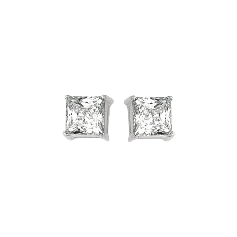 Sterling Silver Princess CZ Stud Earrings (6.00 mm)