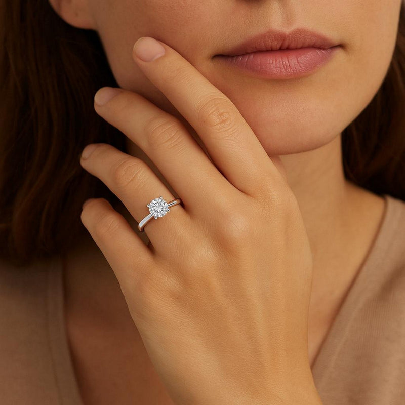 1 Carat Round Lab Grown IGI G/VS1 Diamond Solitaire Ring in Sterling Silver