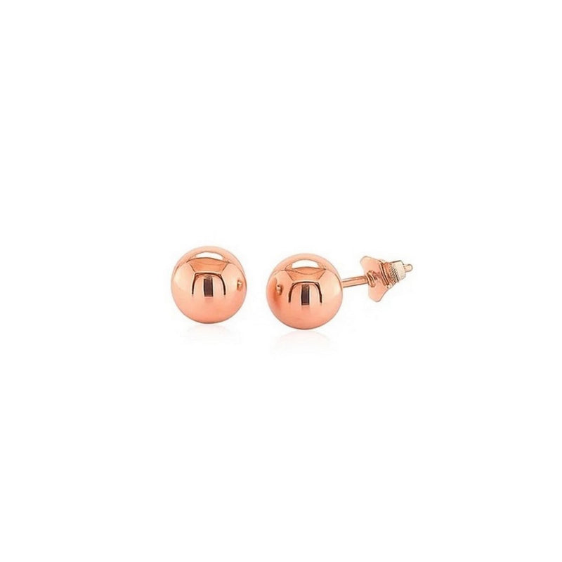 Classic Round Stud Earrings in 14k Rose Gold (7.00 mm)