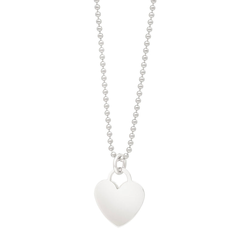 Sterling Silver Rhodium Plated Heart Charm Necklace