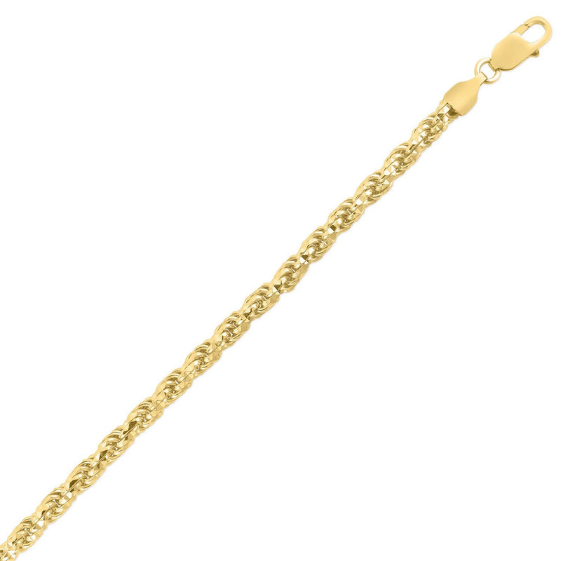 Sterling Silver Yellow Gold Plated Diamond Cut Royal Rope Chain (5.00 mm)