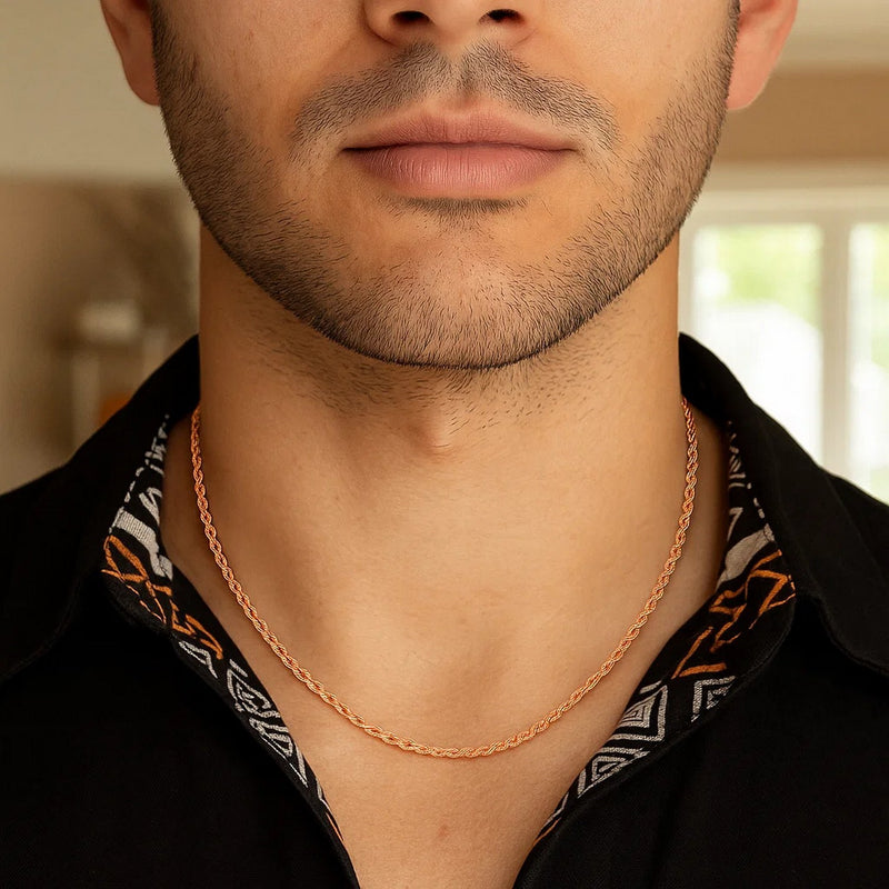 14k Rose Gold Solid Diamond Cut Rope Chain (1.6 mm)