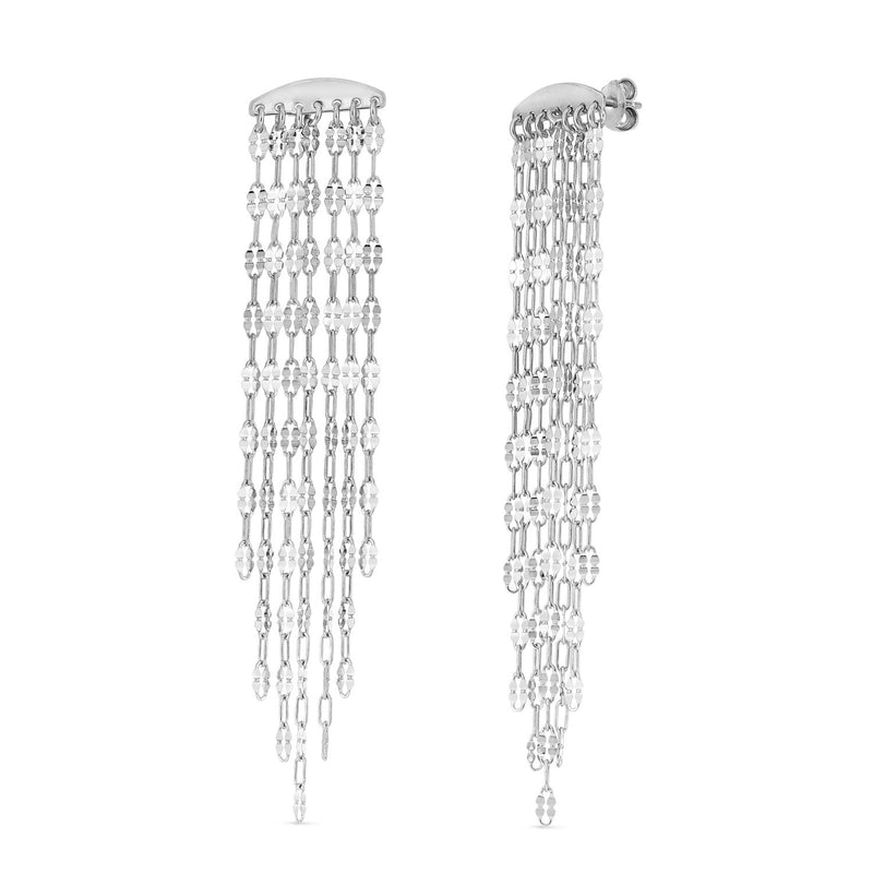 Sterling Silver Rhodium Plated Fancy Mariner Drop Earrings