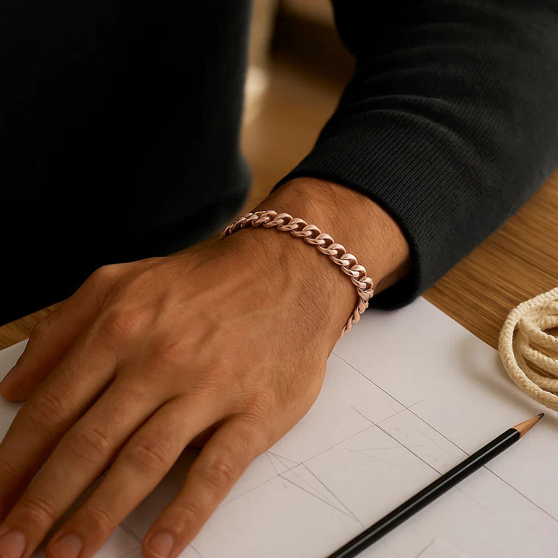 14k Rose Gold Classic Miami Cuban Solid Bracelet (6.10 mm)