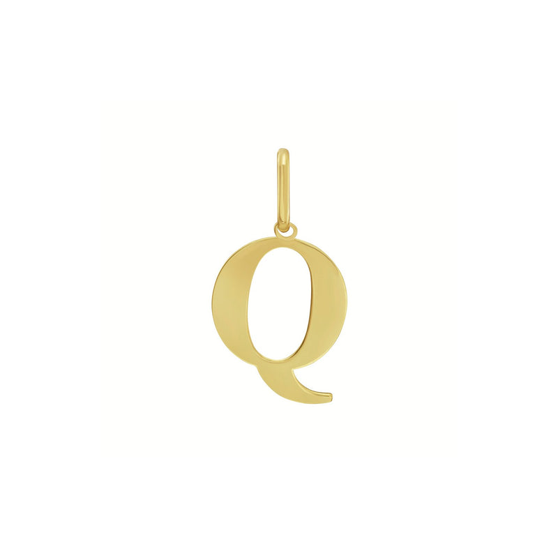 14K Yellow Gold Initial Q Charm Pendant