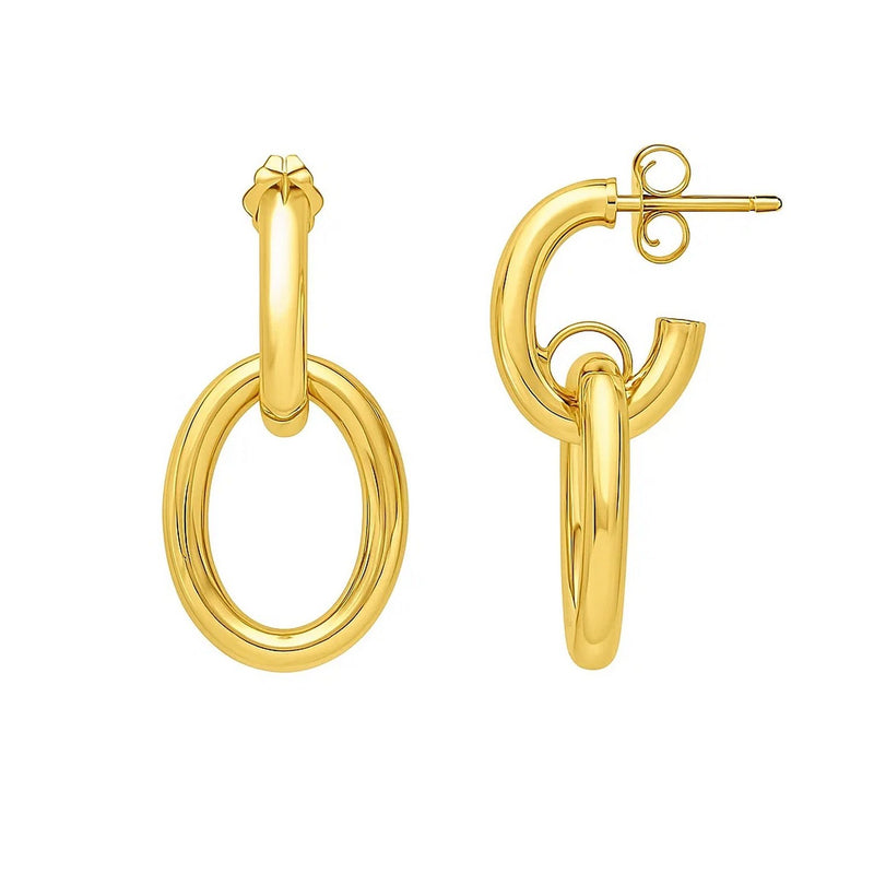 Interlocking Link Earrings in 14K Yellow Gold
