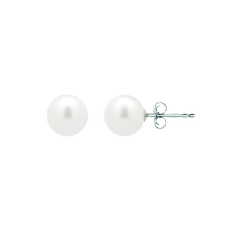 White Freshwater Cultured Pearl Stud Earrings in 14K White Gold (7.00 mm)