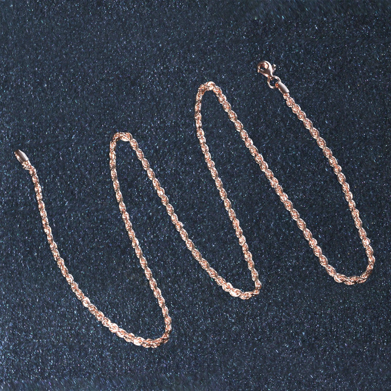 14k Rose Gold Solid Diamond Cut Rope Chain (2.30 mm)